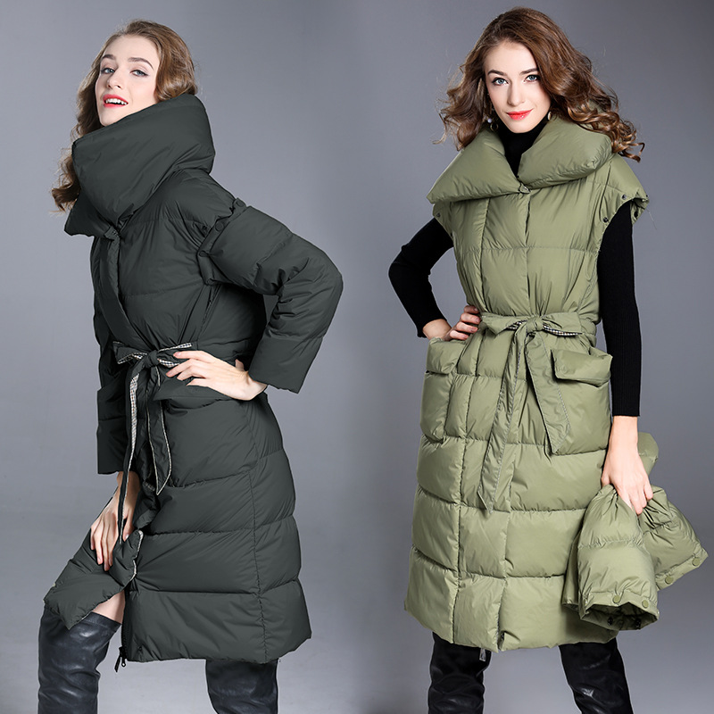 

Women' Winter Down Jacket Warm Long Coat Puffer Jacket 90s Down Vest Jackets for Women 2020 Large Size 7002 KJ2811, Black