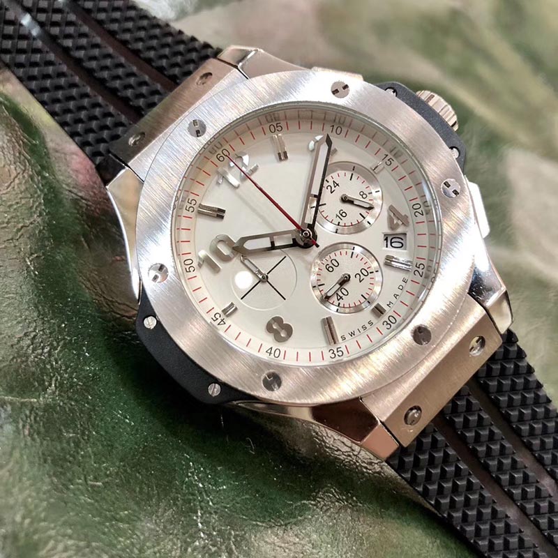 

2021-New Soft Rubber Strap Sport Men's Watches High Quality Ceramic Bezel Japanese VK Quartz Chronograph Watch Luxury Top Bang Montre de lux, Color 3