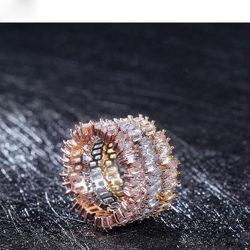 

Valentine's Day Rainbow CZ Classic Engagement Wedding Stack Rings for Women Irregular Zircon Rings Jewelry