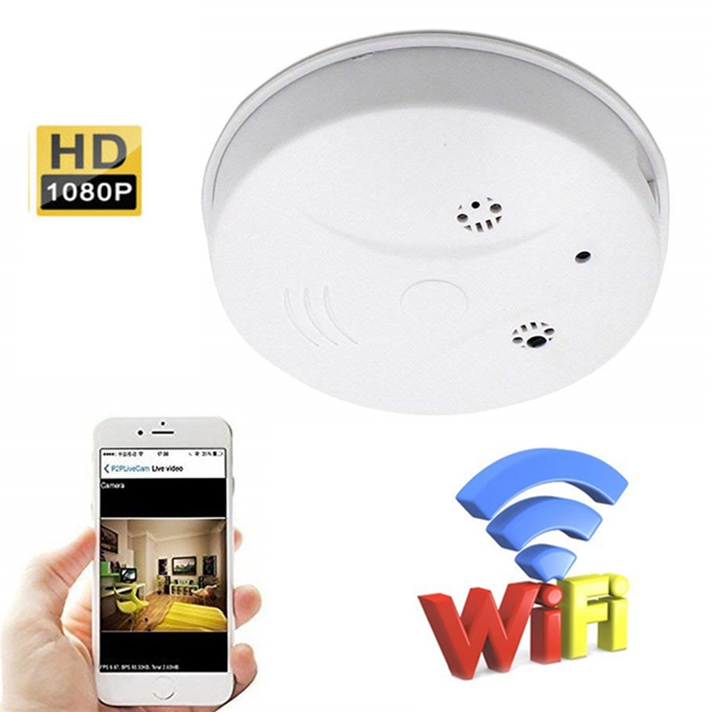 

WiFi Camera HD 1080P Smoke Detector Nanny Cam with Motion Activated wireless Network Video Recorder for Home Security & Surveillance