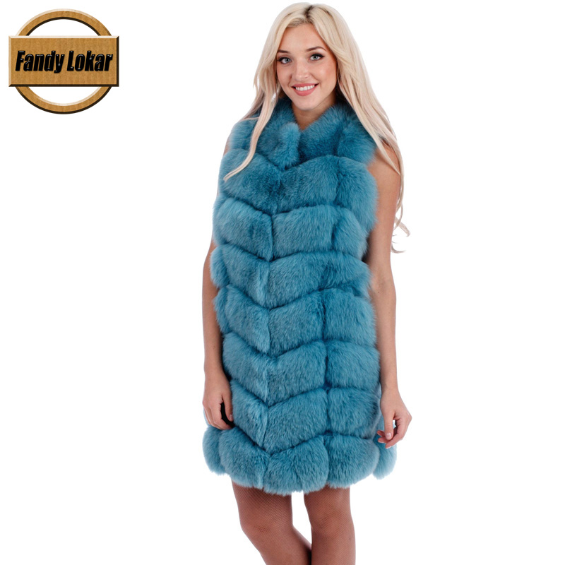 

Fandy Lokar Real Fur Vest Women Winter Fashion 90cm Long Genuine Fur Vests Coat Female Ladies Nature Furs Vest RFV031, Rfv031 brown