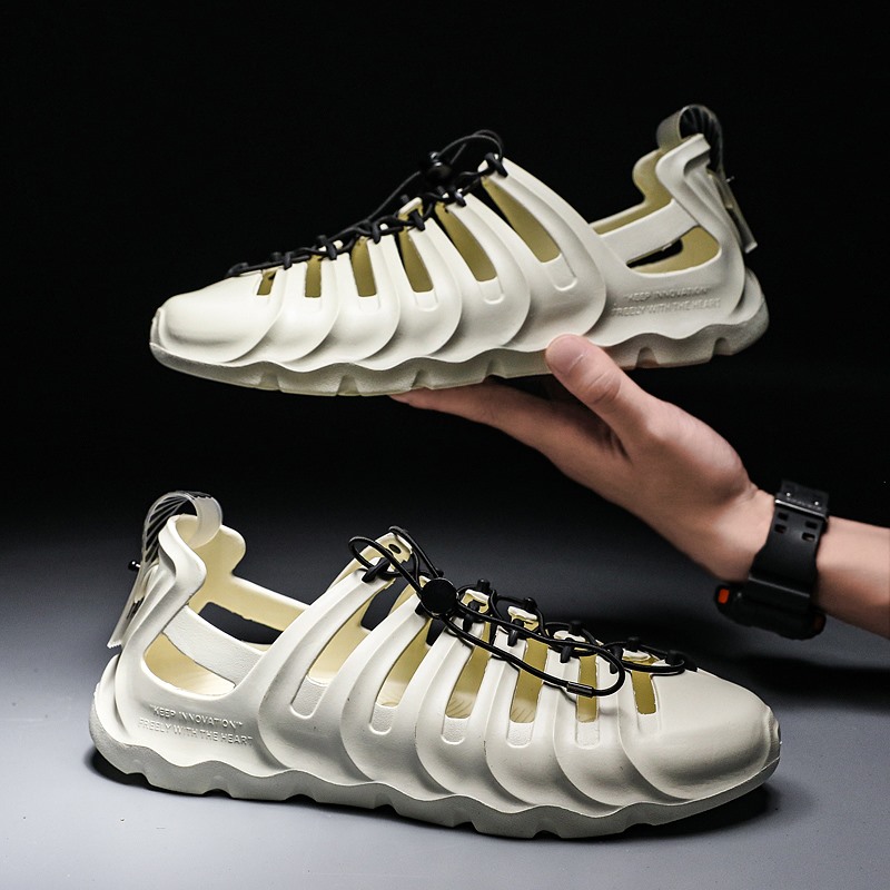 

Summer Men Sandals Water Beach Men Slippers Jelly Sandals Men's Lightweight Garden Shoes Zapatos Hombre, Beige