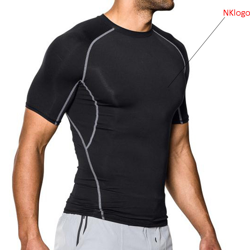 

NEW 2019 autumn winter sport skinny tights long sleeve stretch GYM jogging Running basketball football training tights t shirts men, Gray