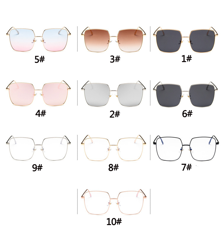 

Wholesale- Square Metal design luxury sunglasses Frame Polygon Sunglasses Big Frame Thin Face Sunglasses for women men