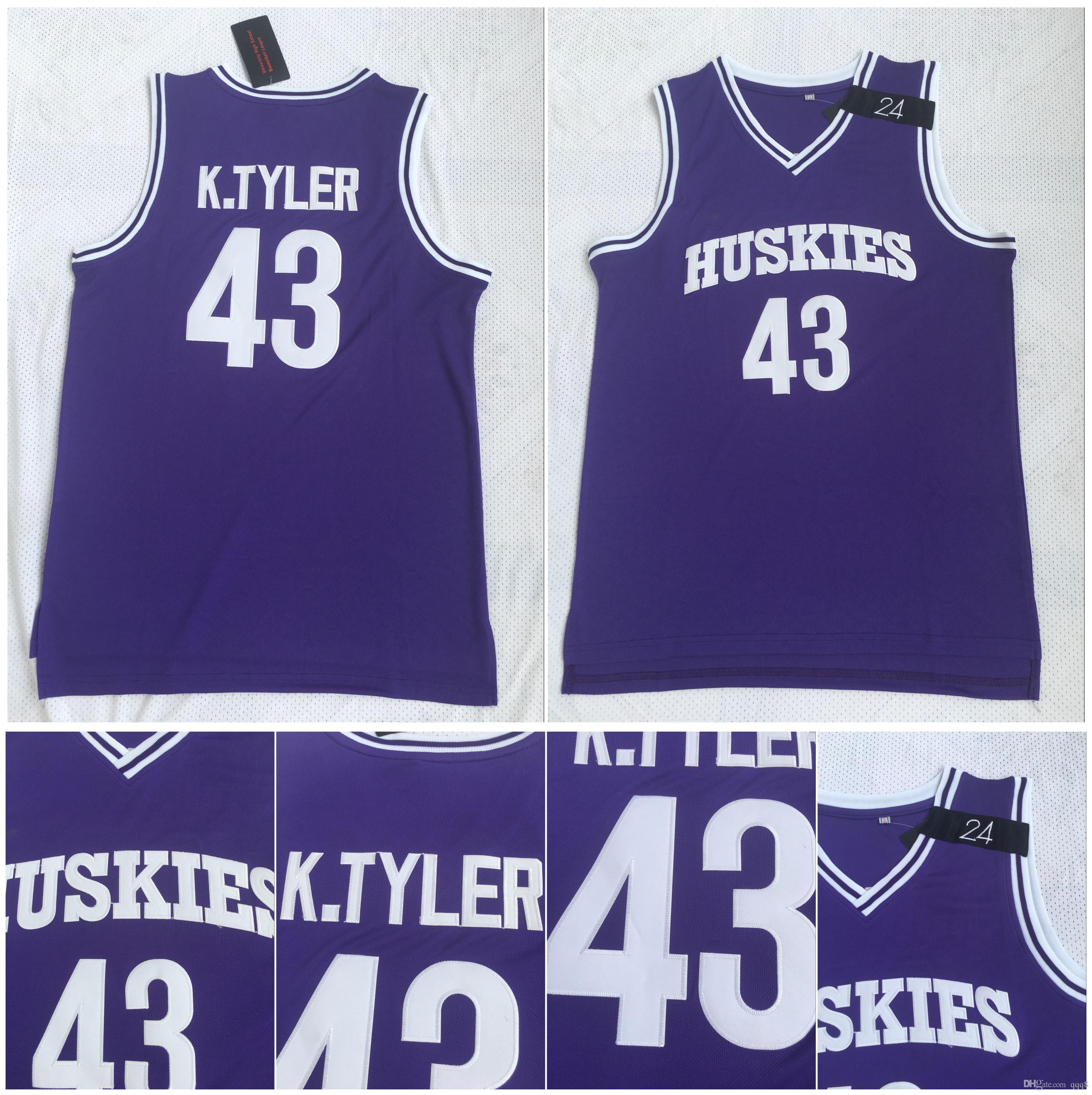 

Top Quality ! 43 LIANZEXIN K.Tyler Jersey Men Huskies The 6th Marlon Wayans Kenny Tyler 100% Stitched Movie College Basketball Jerseys -XXL, Purple