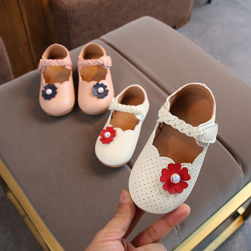 

Toddler Baby Girls Infant Pearl Flower Baby Girl shoes lovely Bowknot Leather Shoes Anti-Slip Sneakers Soft Sole
