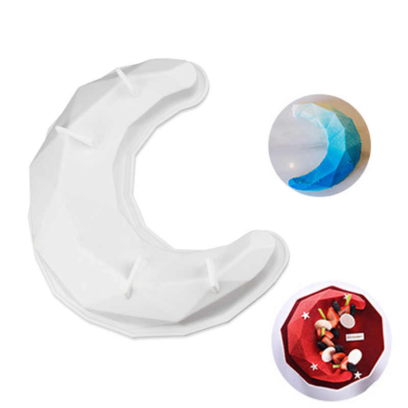 

3D Diamond moon shape Mousse Cake Silicone Mold For Dessert Eid Mubarak Ramadan baking cake mold