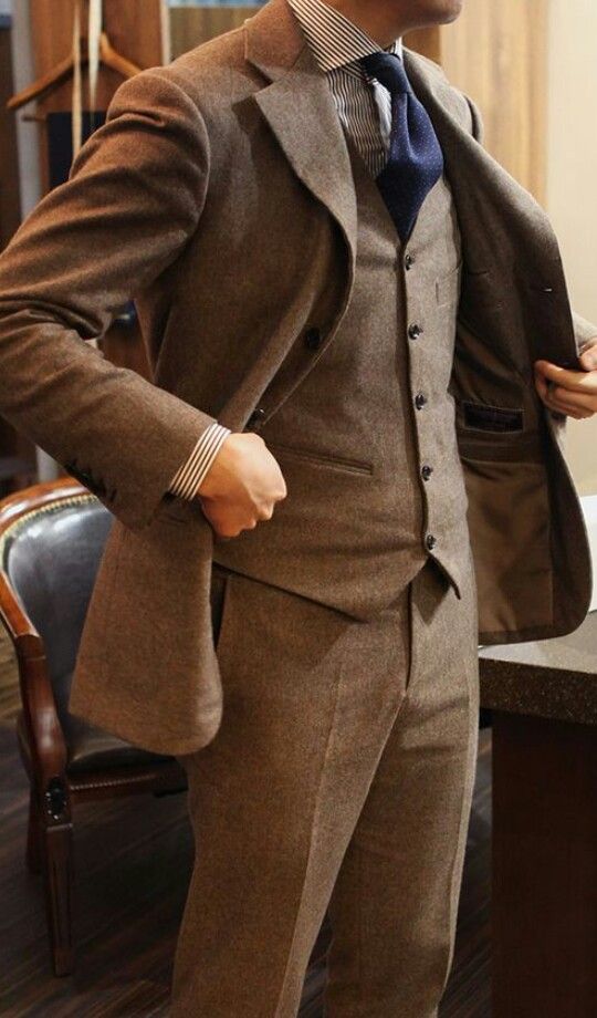 

Groom Tuxedos Groomsmen Notch Lapel Custom Made Brown Men Suits Wedding/Prom/Dinner Best Man Blazer ( Jacket+Pants+Vest+Tie )M1480, Same as image