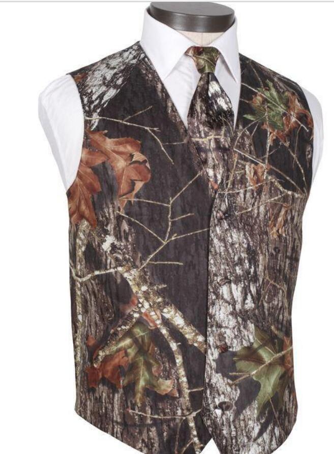 

Camo Groom Vests For Wedding Party Best Man Custom Made Slim Fit Men's Vests Prom Wedding Dress Waistcoat Plus Size (Vest+Tie), As pictures