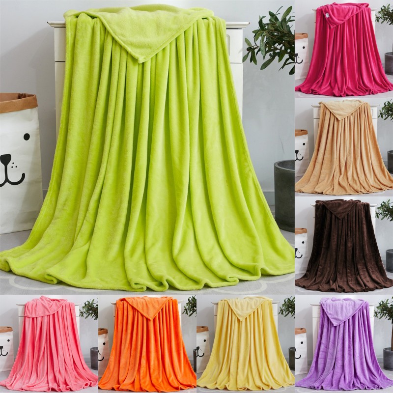 

Coral Fleece Blanket Solid Color Flannel Blanket Winter Warm Soft Bedroom Throw Blankets Portable Light Weight Quilt