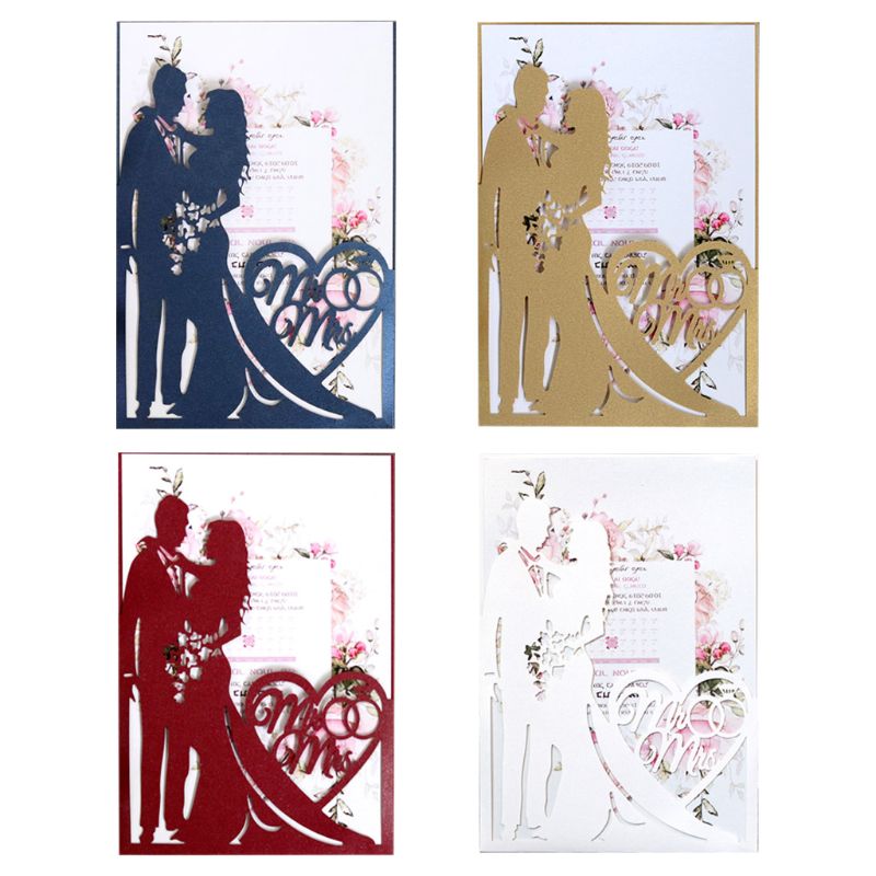 

20pcs/set Mr & Mrs Wedding Invitations Card Laser Cut Invite Envelopes Kit Bridal Shower Engagement