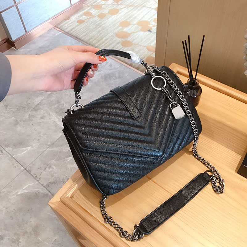 

Luxury Classical Designer Handbags High Quality Women Shoulder handbag colors feminina clutch tote bags Messenger Bag Shopping Tote 24cm, Black-sliver