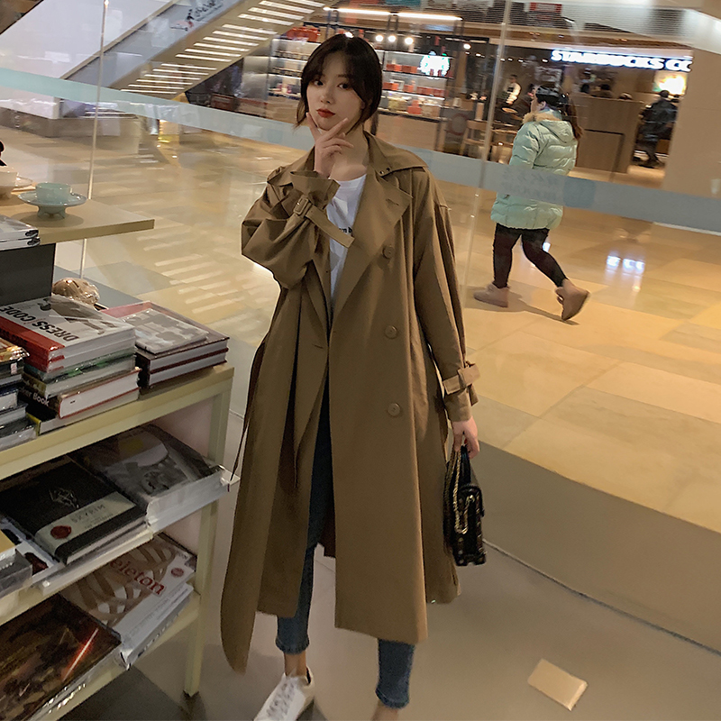 

2020 Spring And Autumn New Youth Popular Mid-length Solid Color Thin Section Windbreaker Fashion Casual Loose Wild Jacket Coat, Khaki