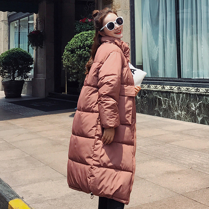 

Fashion women 2018 New Arrival Solid Slim Long New Size For Women's Cotton Slim Down Parka With Hooded Winter Jacket, Black