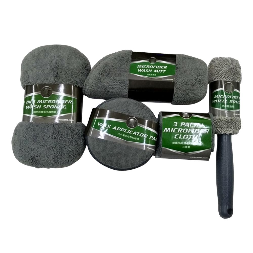 

Hot 9Pcs/set Car Microfiber Towel Detailing Cleaning Kit Car Wash Supplies Wheel Brush Waxing Sponge Cleaning