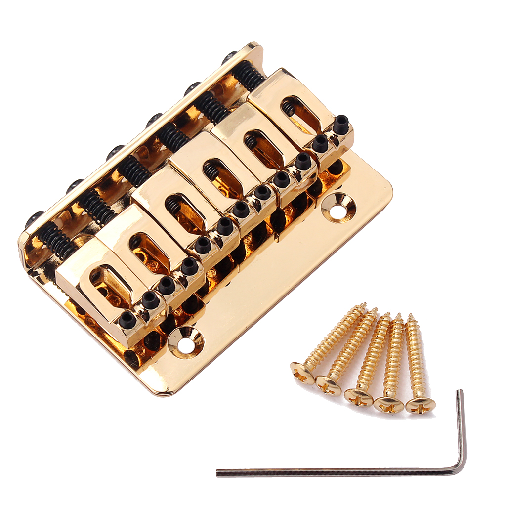 

Electric Guitar Hard Tail Bridge Saddle Tailpiece for 6 String Guitar Replacement Parts, Golden