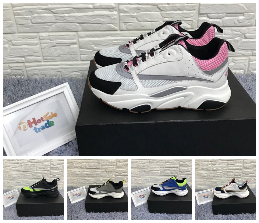 

B22 Sneaker Pale Pink Technical Knit And Grey Calfskin Shoes Reflective Calfskin B22 Sneakers Men Women B22 Running Shoes