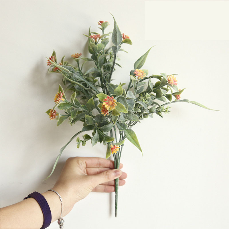 

3pcs per lot artificial daisy flower simulation flower branch home decor wedding decoration fake daisy bouquet fake daisy flower plants wall, White