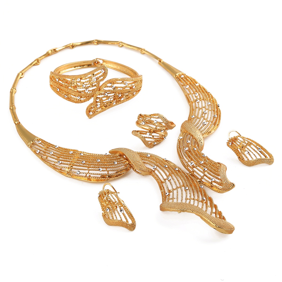 

24K Gold Plated Jewelry Set Ethiopian Bridal Wedding Jewelry Set Habesha Eritrea Women Charm Jewelry Sets, Golden