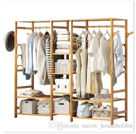 Bamboo Storage Cabinet Receiving Simple Wardrobe Assembly Cabinet Locker Double Wardrobe Free Combination Multifunctional Wardrobe-image-517265281