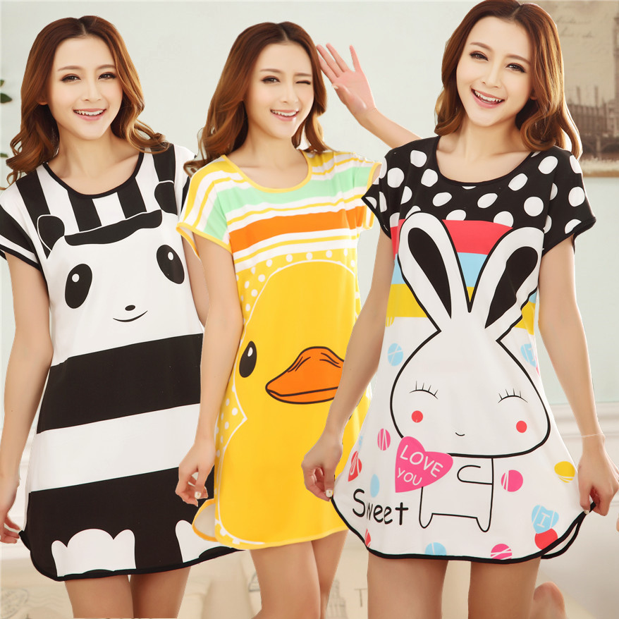

Blackday 20 Style Free Shipping Summer Women Cartoon Sleepwear Leisure Short Sleeve Nightgowns Printing clothes Nightdress S6, Customize