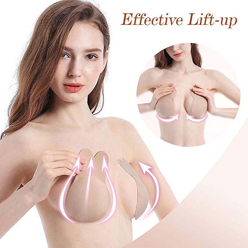 

Sexy Freedom Adhesive Silicone Reusable Bras Women Invisible Push Up Bra Bralette Breast Lift Tape Sticky Strapless Bra, Black