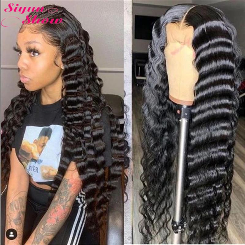 

Siyun Show 30 inch Brazilian Loose Deep Wave Wig 13×6 Lace Front Wig Pre Plucked Remy Lace Front Human Hair Wigs For Black Women, As pic