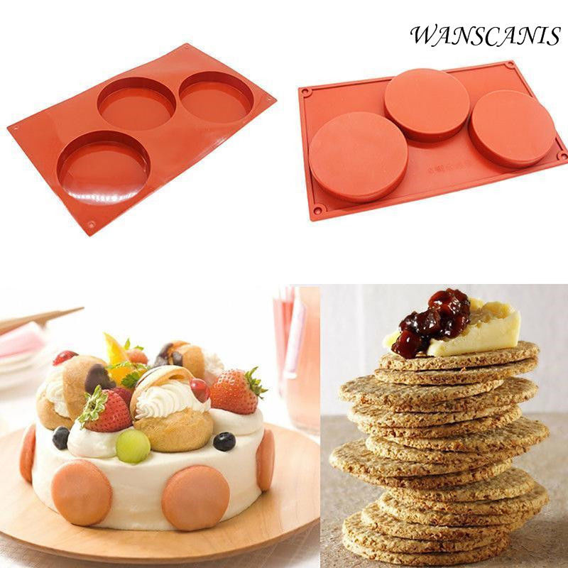 

Bakeware 3-Cavity Silicone Cake Pie Custard Tart Resin Mold Bakeware Tray Mould Pastry Tools