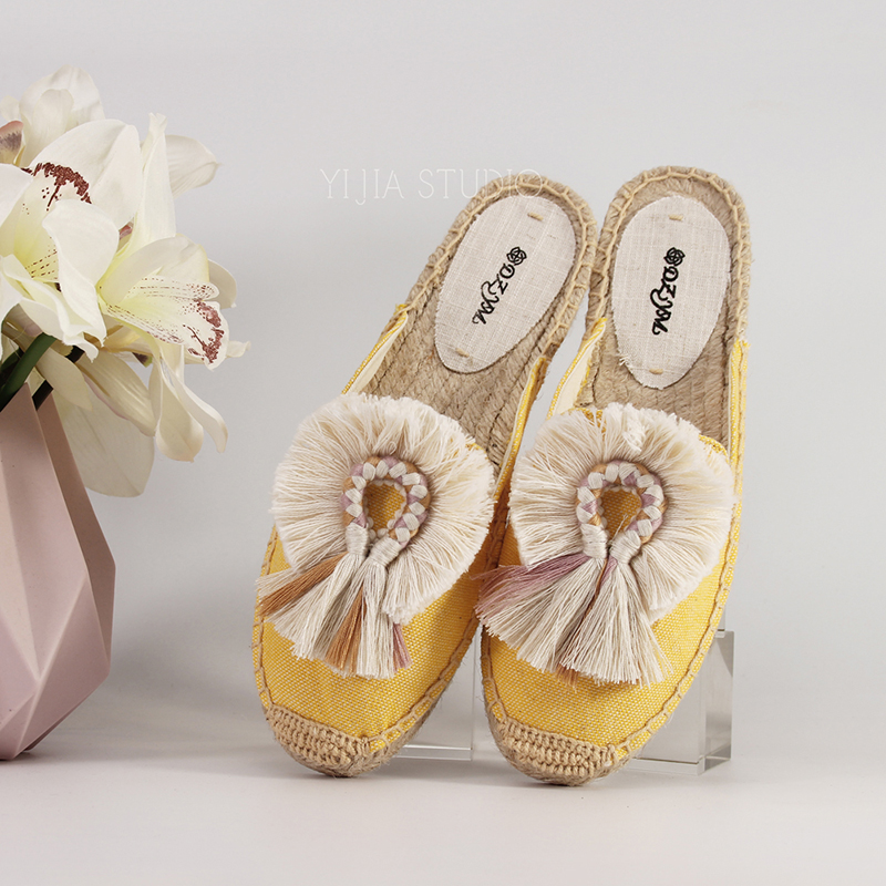 

2020 women summer espadrilles slipper ethnic slippers, Yellow