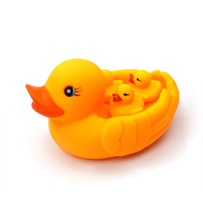 4 Pieces/Set Cartoon Rubber Duck Baby Bath Toys Water Fun Bathtub Toy Floating Ducks Squeeze with Sounds-image-489615972