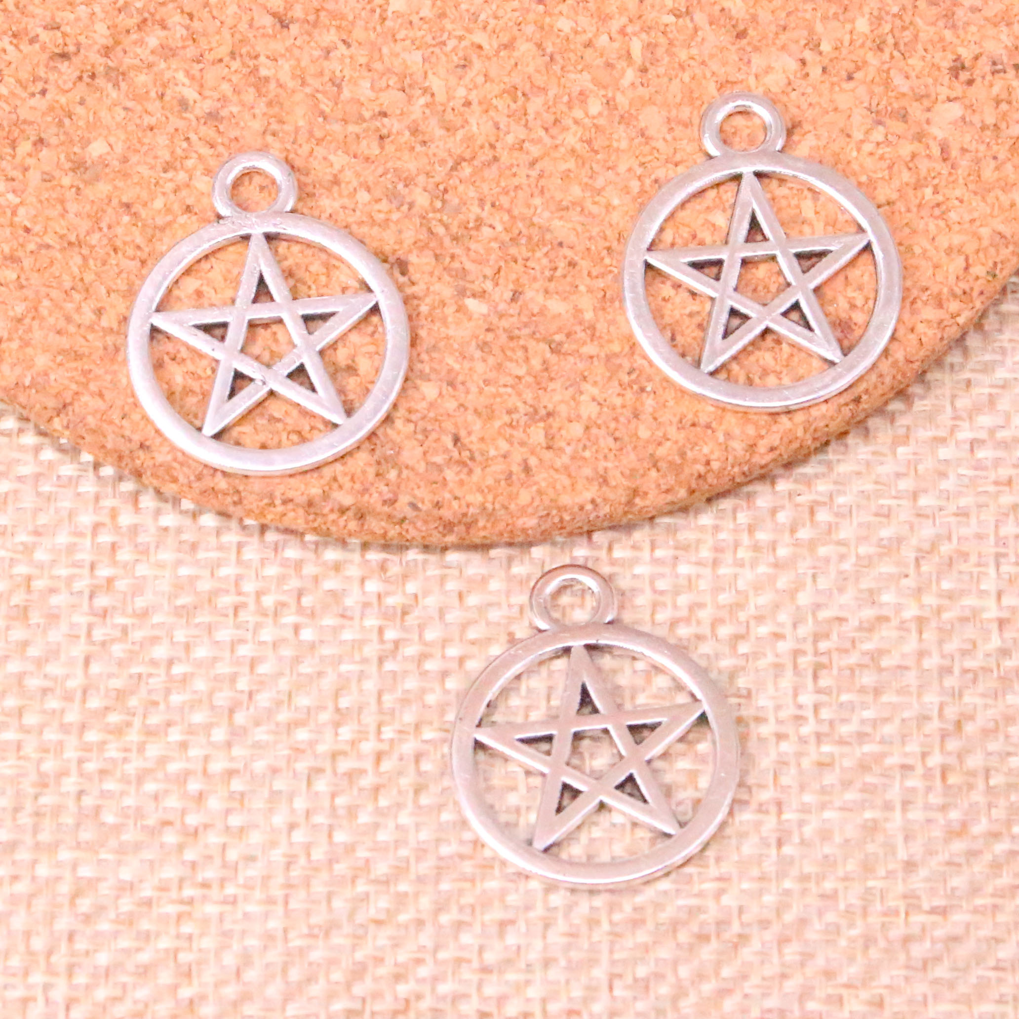 

71pcs Charms star pentagram 24*24mm Antique Making pendant fit,Vintage Tibetan Silver,DIY Handmade Jewelry, Bronze;silver