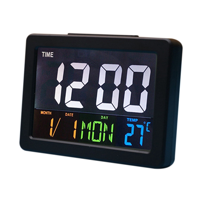 

Digital Led Clock Lcd Display Desktop Electronic Alarm Clock Gift Multifunction Calendar Home Temperature Black