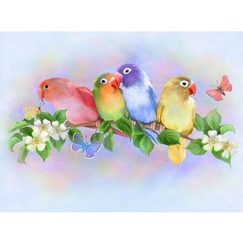 

Full Square Diamond 5D DIY Diamond Painting "Colorful love bird" Embroidery Cross Stitch Rhinestone Mosaic Painting Decor Gift