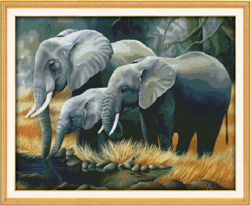 

The family of elephants home decor painting ,Handmade Cross Stitch Craft Tools Embroidery Needlework sets counted print on canvas DMC 14CT /11CT