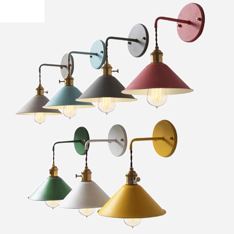 

Fashion Colorful Modern Bedside wall lamp edison aisle sconce bedroom Read wall light E27 Living room hallway light fixtures-I52