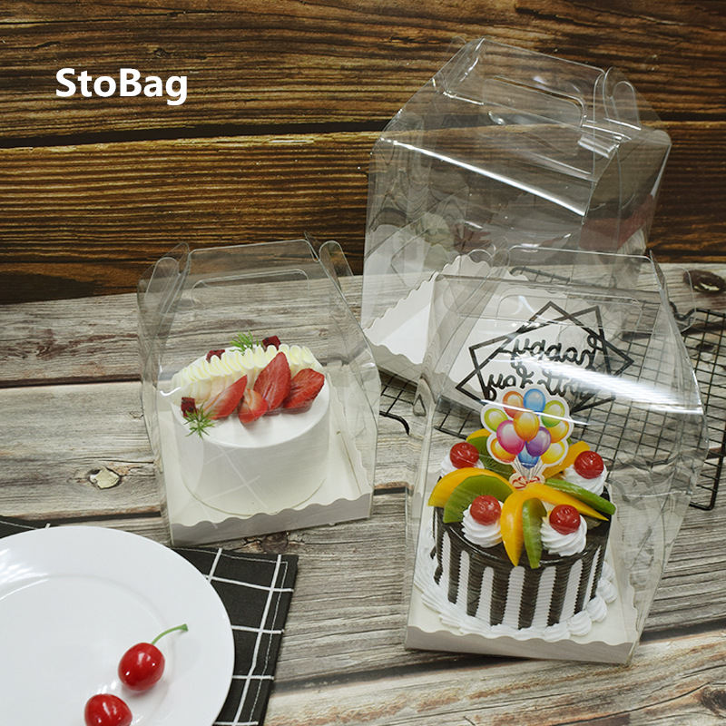 

StoBag 10pcs Handle Transparent Heighten Boxes For Cake Decoration Gift Package Wedding Birthday Supplies Baby Show
