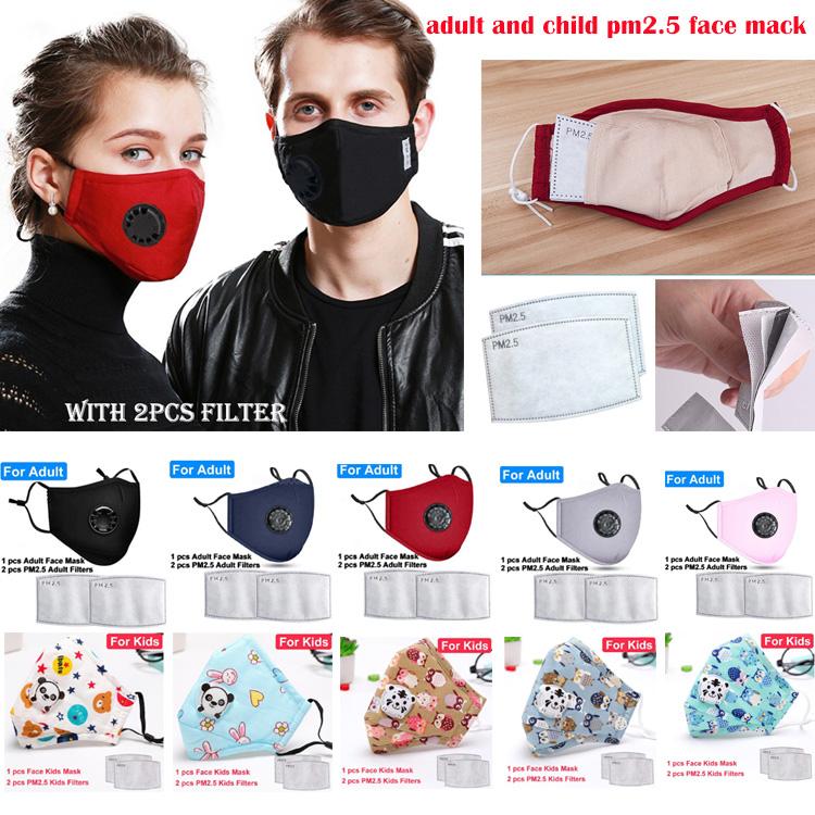 

Washable Face Mask Anti-Dust Reusable PM2.5 Masks with 2 filter valve protective cotton children Kids face masks cloth washable boys