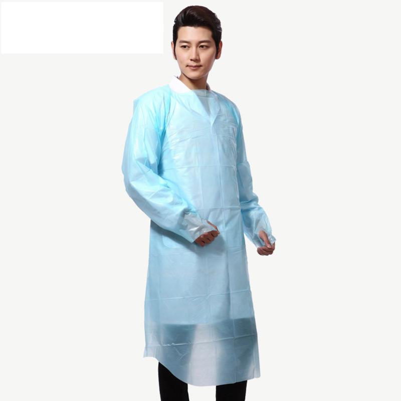 

Apron CPE Isolation Disposable Plastic Waterproof Oilproof Thumb Buckle Sleeve Apron