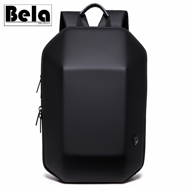 

BelaBolso Hard Shell Design Backpack Man USB Charging Laptop Backpack Male Fashion Travel Bags New School Bag Waterproof HMB699, Black