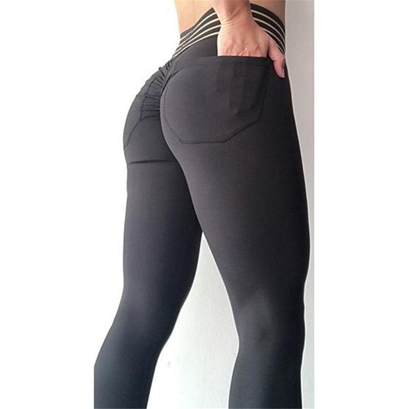 

Casual Stripe Skinny Pants Fashion Women High Waist Push Up Leggings For Female Patchwork Sexy Workout Fitness Leggings, Black