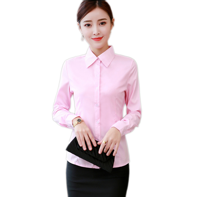 

Plus size 2019 Fashion Women Office Lady Career Shirt Long Sleeve Turn-down Collar Button Lady Blouse White Black Tops LU693
