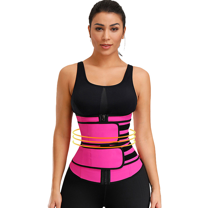 

Women Sports Cincher Corsets Fitness Gym Waist Workout Shape Wear Body Shaping Waistband Slimming Belt Girdle Zipper, Black