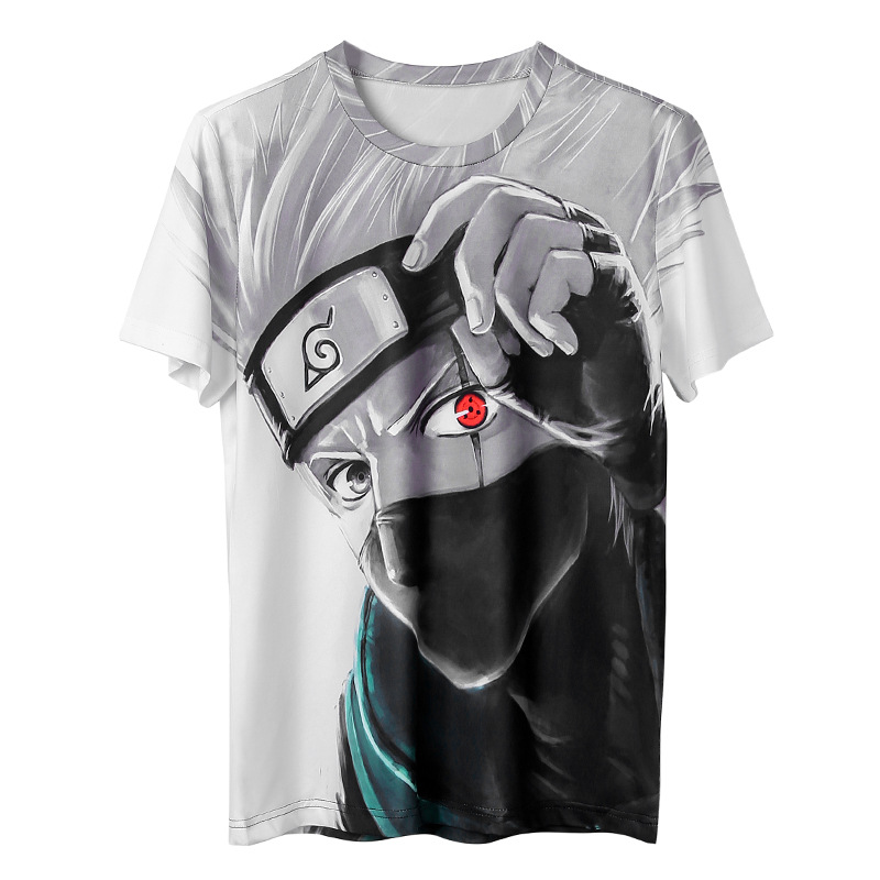 

2019 New Anime Printing 3D Digital Summer Time Round Collar Short Sleeve Casual Style Large Size Tee, Kakashi