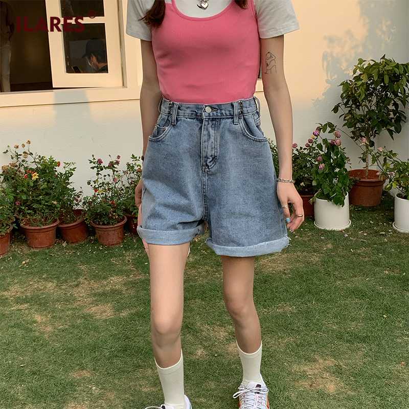 

ILARES Jeans Woman High Waist Sexy Short Harajuku Denim Wide Legs Womens Shorts Mom Jeans Women For Pants Women Clothes, Black