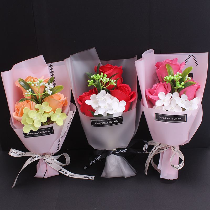 

Beautiful Artificial Roses Soap Flower Bouquet Boxes for Wedding Mother's Day and Valentine's Days Gift Bouquet Boxes, Red