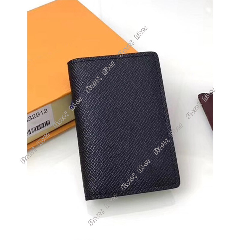 

TOP Quality Pocket Organiser NM Brown Plaid 60502 mens wallet Real leather wallets Popular Customization credit card holder 63145 purse bag, Taiga leather