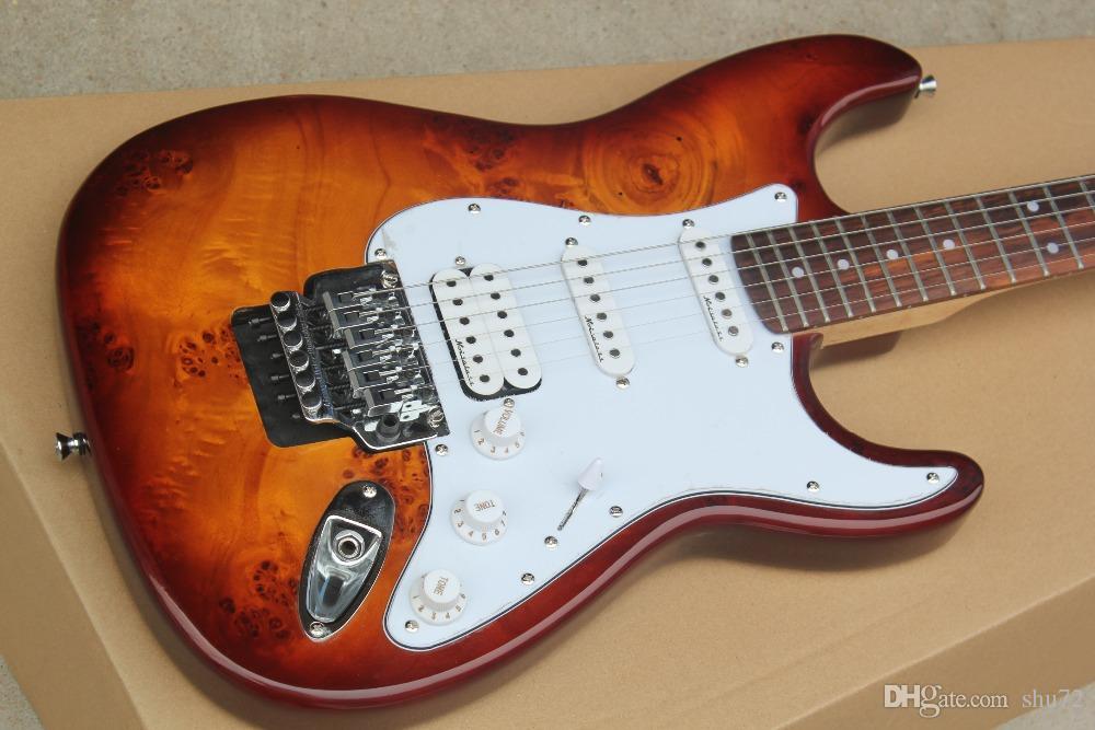 

Free Shipping China Custom new just the reversed headstock and matching the Burl pattern body color Electric Guitar
