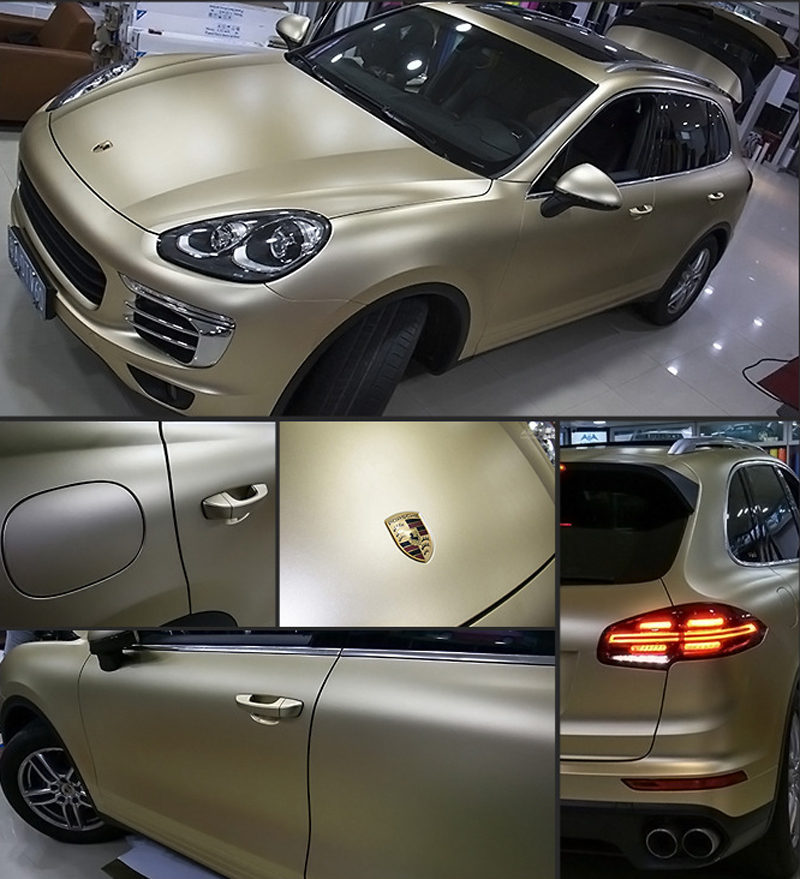

Champagne Gold Matte Chrome Metallic Vinyl Car Wrap Film With Air Bubbles Free Vehicle Car Wrapping Foil 1.52x20m/Roll (5x67ft )