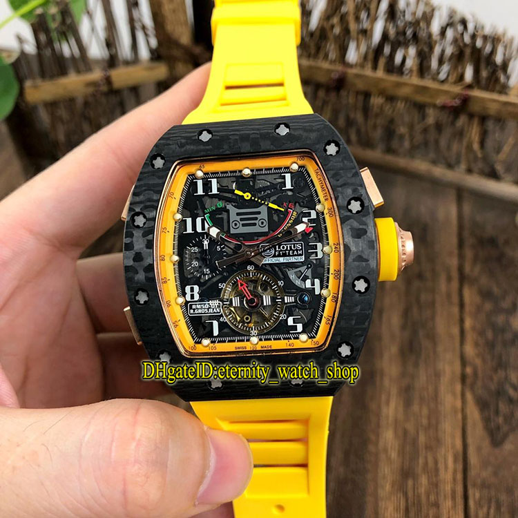 

RM50-01 LOTUS F1 TEAM ROMAIN GROSJEAN Tourbillon Dial Power Reserve Automatic 50-01 Mens Watch Luminous Carbon Fibre Case Yellow Rubber Band, Rm-o10 (5)