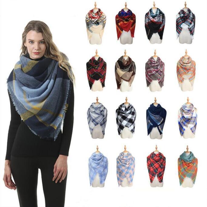 

Scarf Plaid Check Blankets Scarves Girls Lattice Shawl Winter Grid Wraps Classic Square Neck Scarf Tassel Pashmina Fashion Neckerchief D6127, Remark your choices